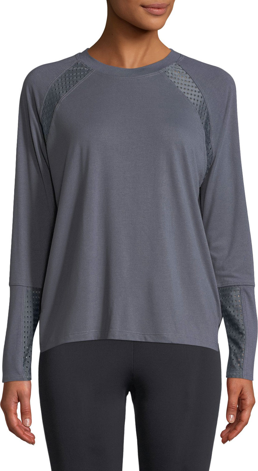 ONZIE Mesh-Panel Long-Sleeve Pullover Sweatshirt