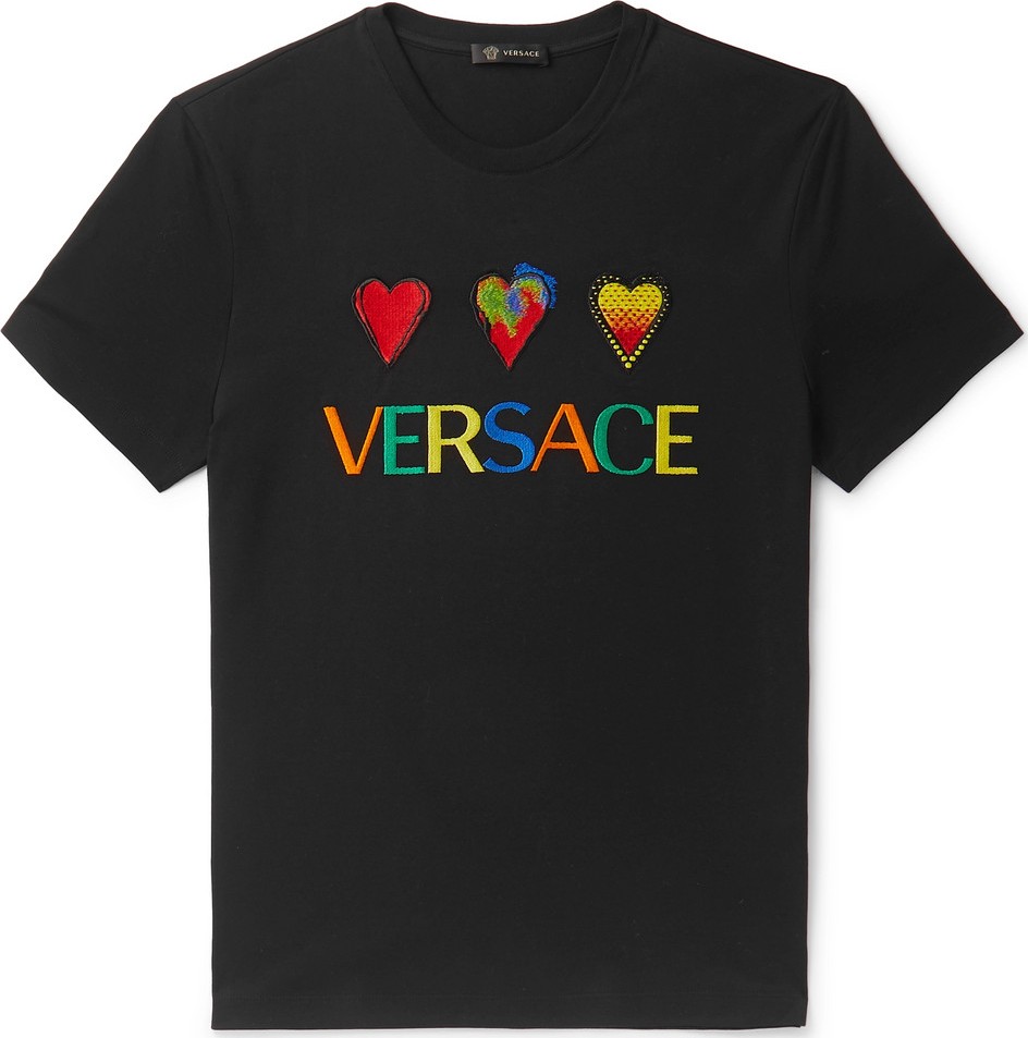 Versace Logo-Embroidered Cotton-Jersey T-Shirt