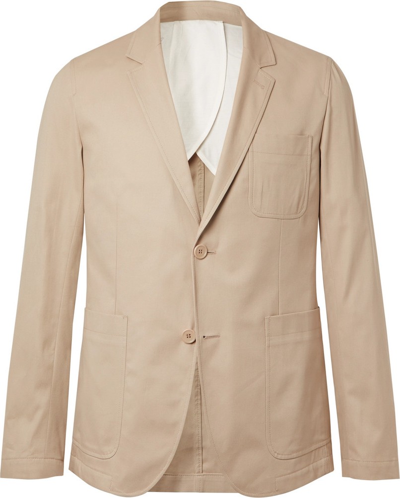 AMI Beige Slim-Fit Cotton-Twill Suit Jacket