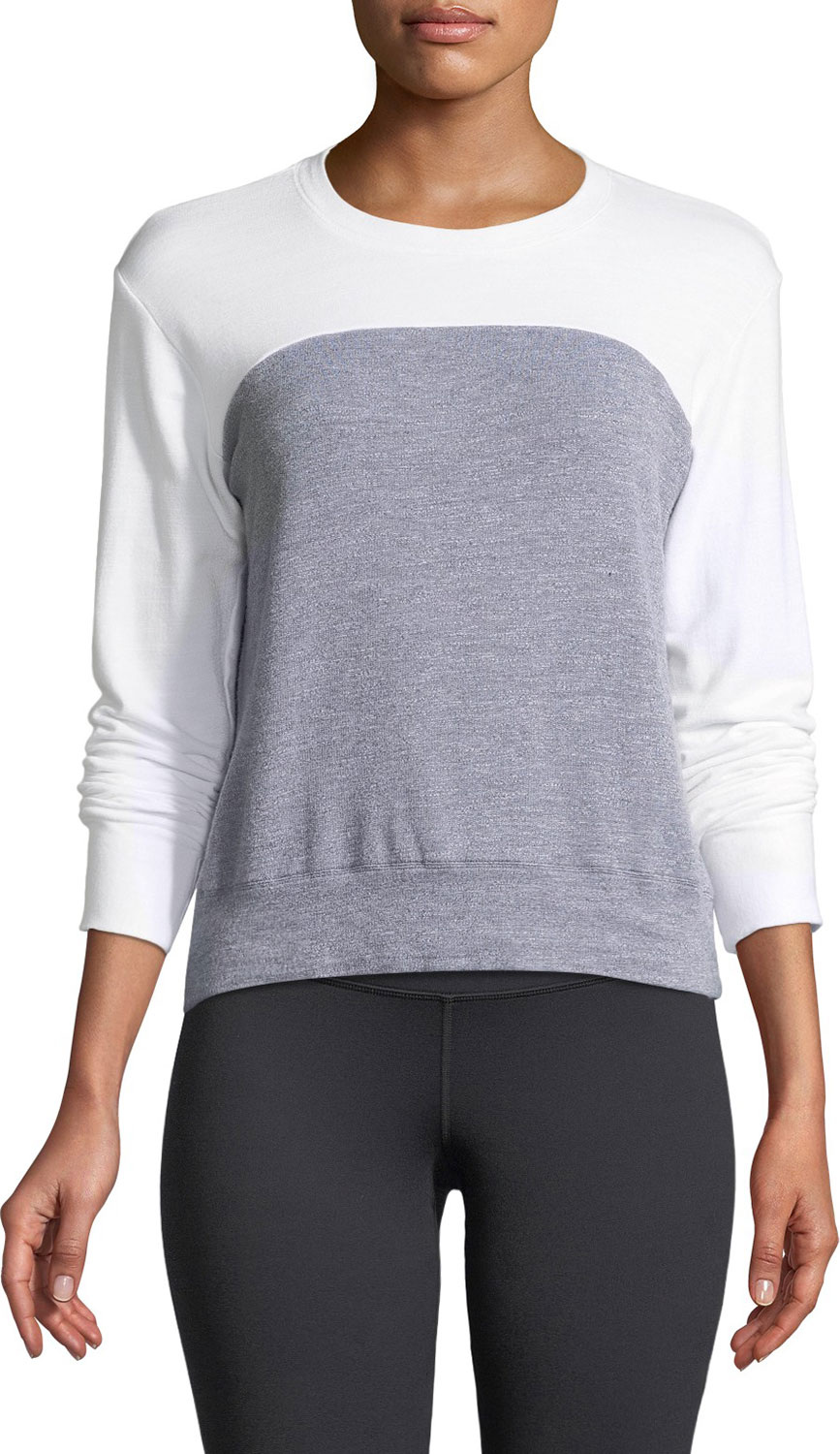MONROW Heathered Colorblock Crewneck Sweatshirt Top