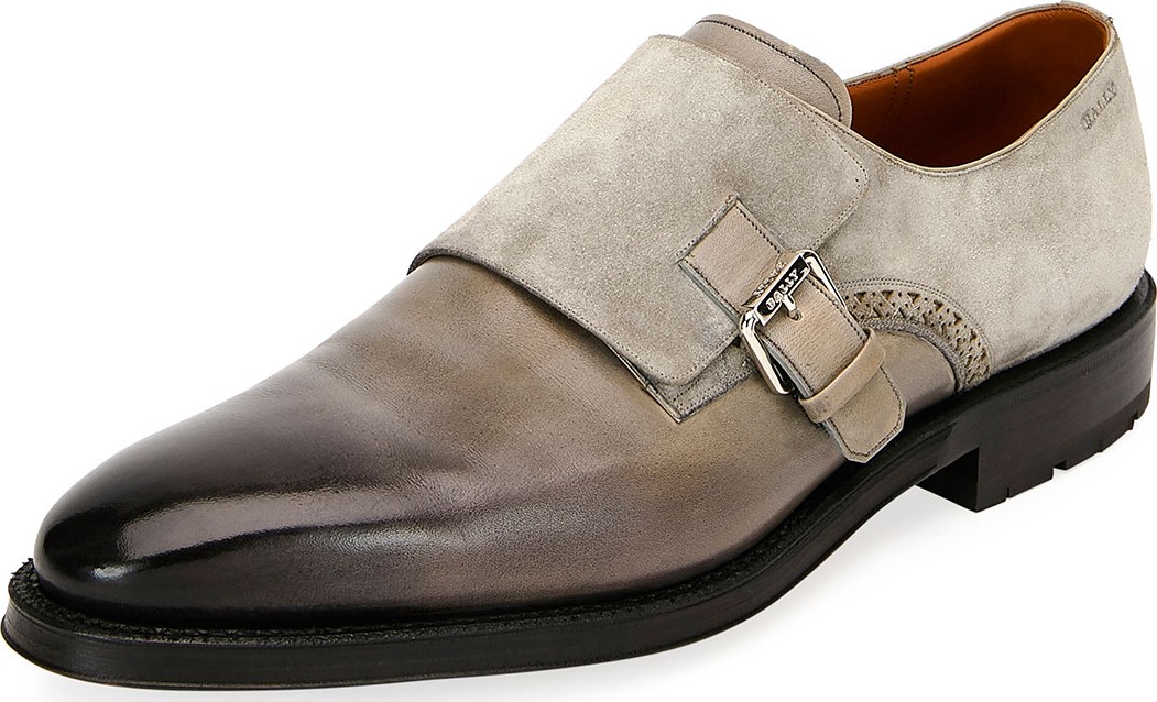 Bally Men's Balbin Leather Injected-Sole Monk Strap Shoes