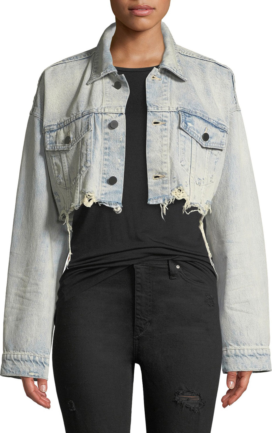 T By Alexander Wang Blaze Crop Cutoff Denim Jacket