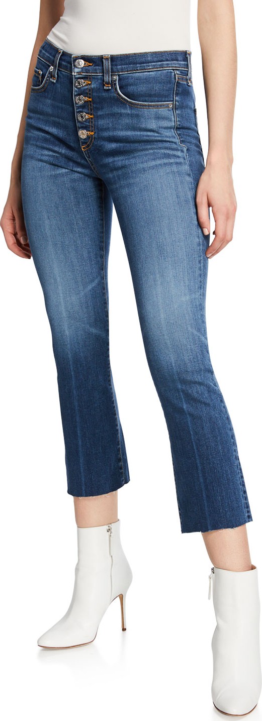 Veronica Beard Carolyn Cropped High-Rise Jeans with Button Fly