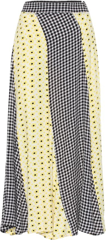 Ganni Printed crêpe midi skirt