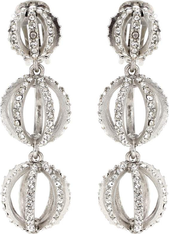 Oscar De La Renta Crystal-embellished clip-on earrings