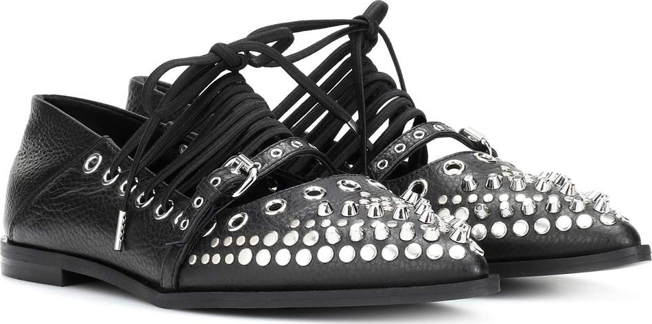 McQ - Alexander McQueen Embellished leather ballerinas