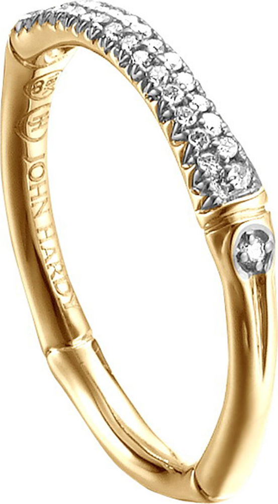 John Hardy Bamboo 18k Diamond Band Ring, Size 6