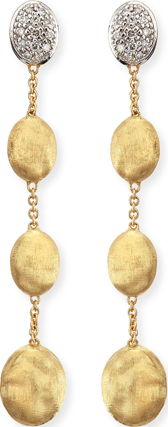 Marco Bicego Dangling 18k Gold Earrings with Diamonds