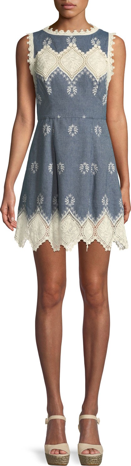 Alice + Olivia Lindsey Structured Embroidered Mini Dress