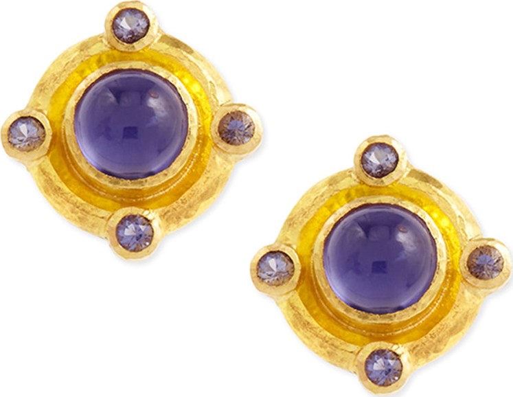 Elizabeth Locke 19k Gold Iolite Stud Earrings