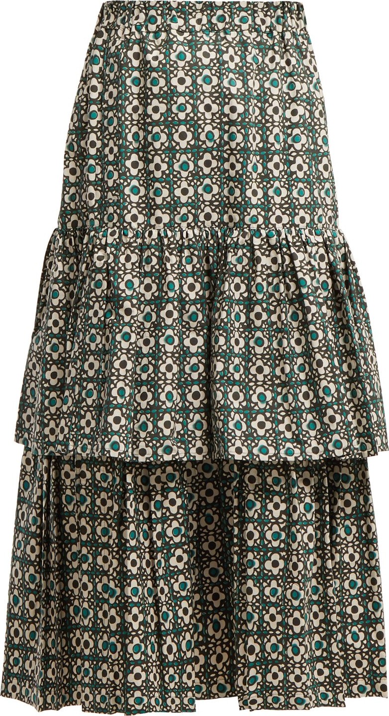Golden Goose Deluxe Brand Floral-print gathered tiered skirt