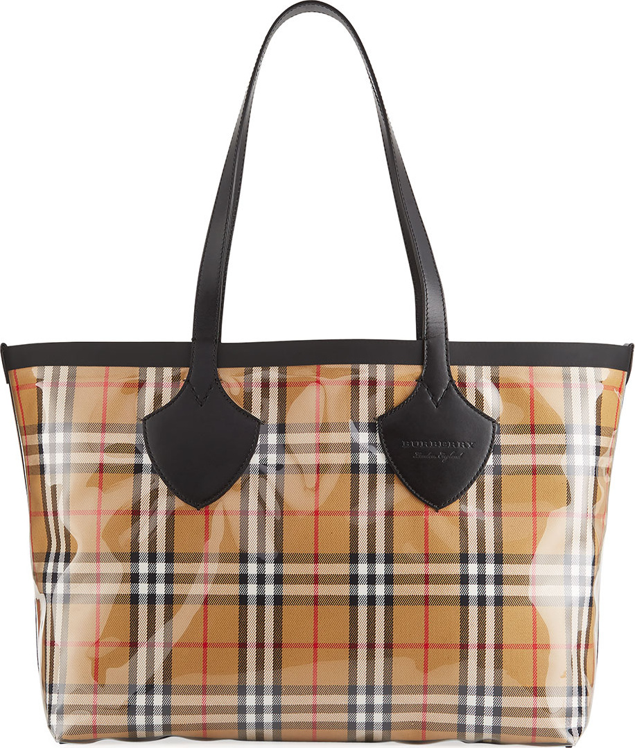 Burberry London England Giant Transparent Vintage Check Tote Bag
