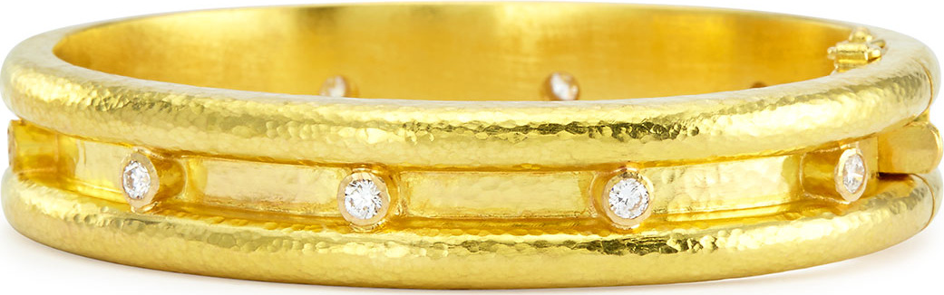 Elizabeth Locke 19k Double-Band Diamond Bangle Bracelet