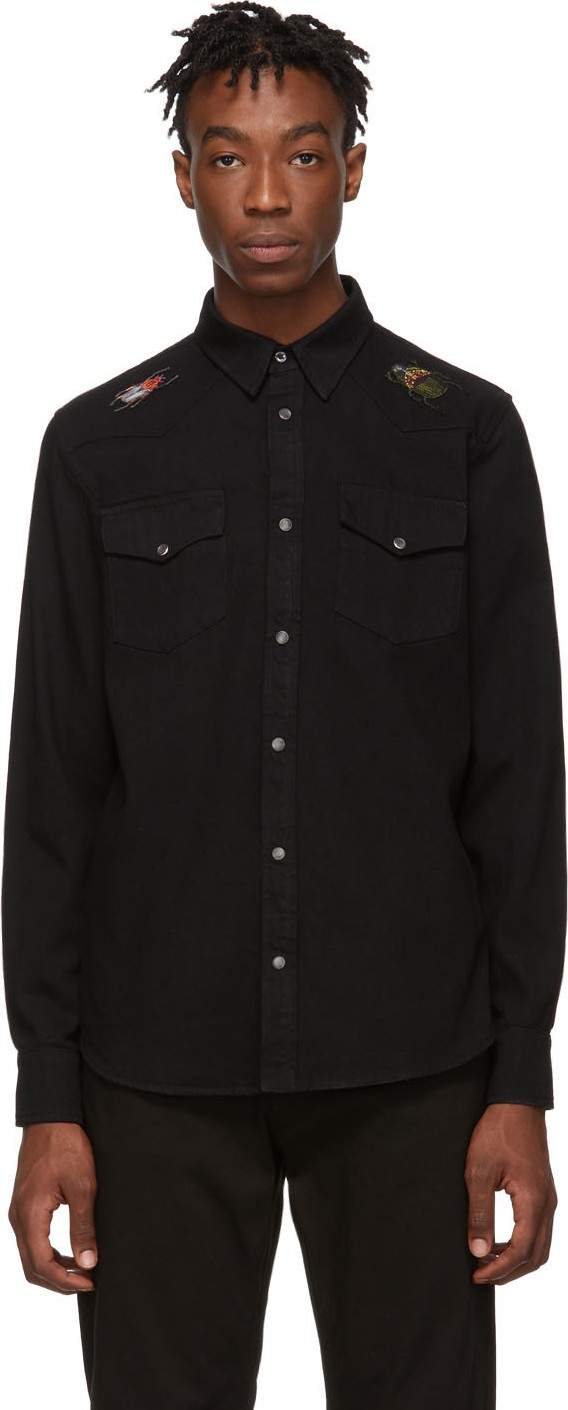 Alexander McQueen Black Washed Embroidery Shirt