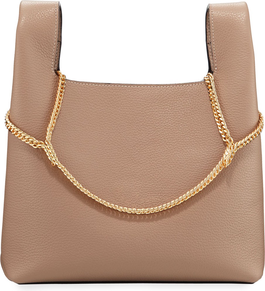 Hayward Pebbled Leather Chain Bag  Beige