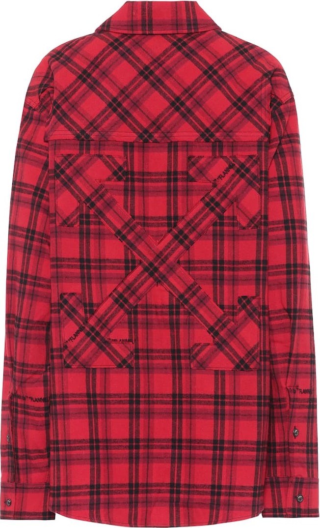Off White Checked cotton-blend flannel shirt