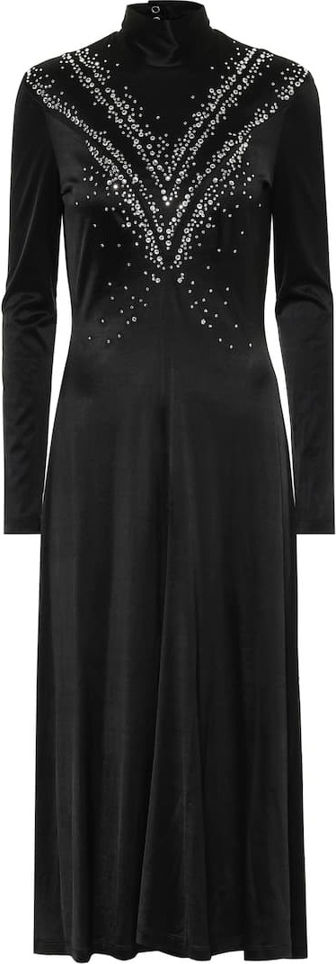 Paco Rabanne Embellished stretch-jersey midi dress