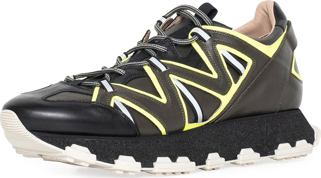Lanvin Men's Running Sneakers in Leather and Reflective Colorblock