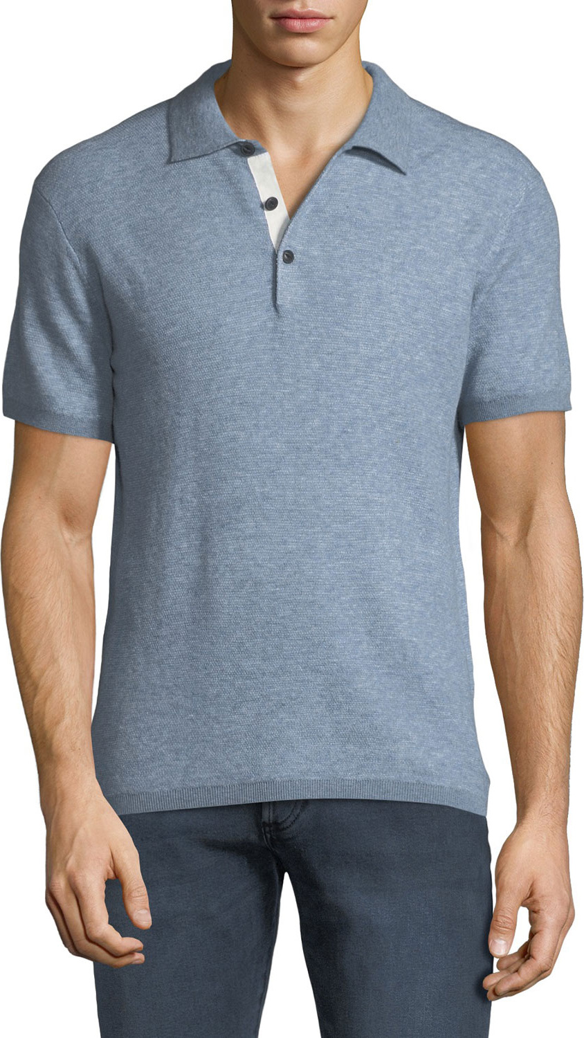 Rag & Bone Men's Tripp Heathered Cotton/Wool Polo Shirt