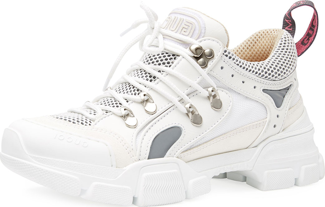 Gucci Lace-Up Sneakers, White