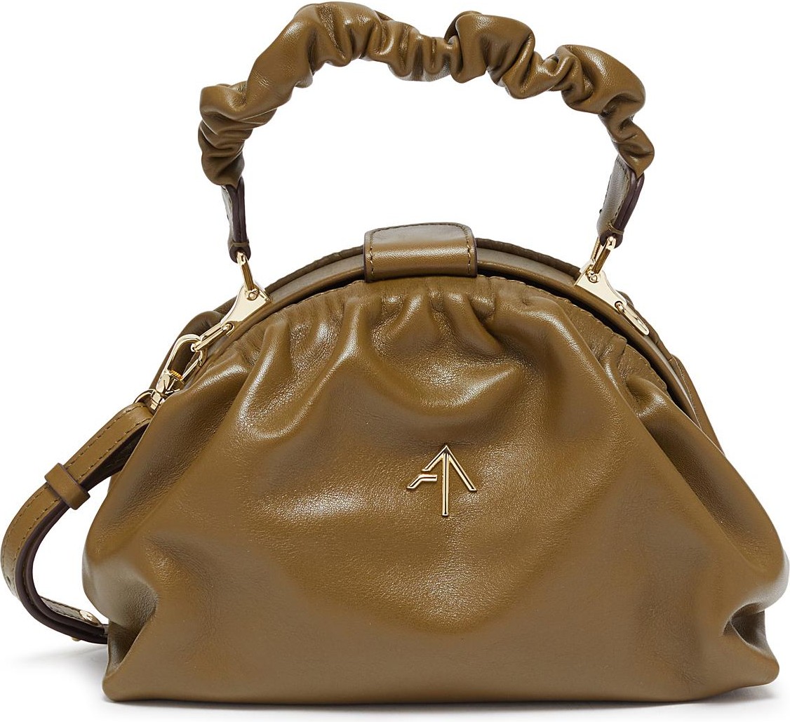 Manu Atelier Ruched Demi' top handle leather bag