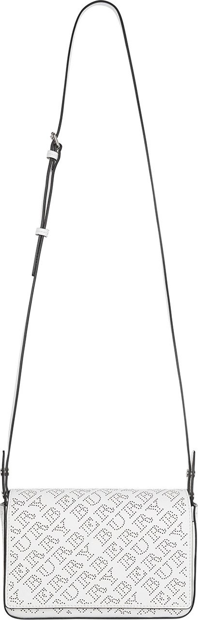 Burberry London England Hampshire Perforated Leather Shoulder Bag, White