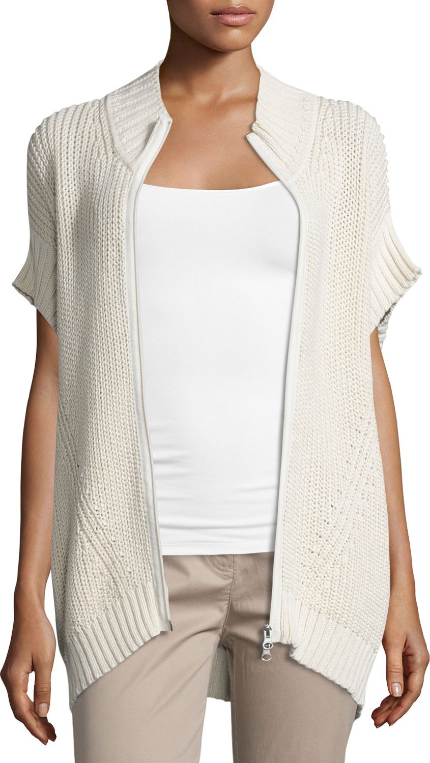 Pure Handknit Katherine Zip-Front Sweater Poncho