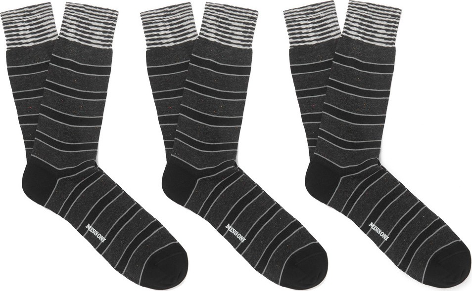 Missoni Three-Pack Striped Cotton-Blend Jacquard Socks