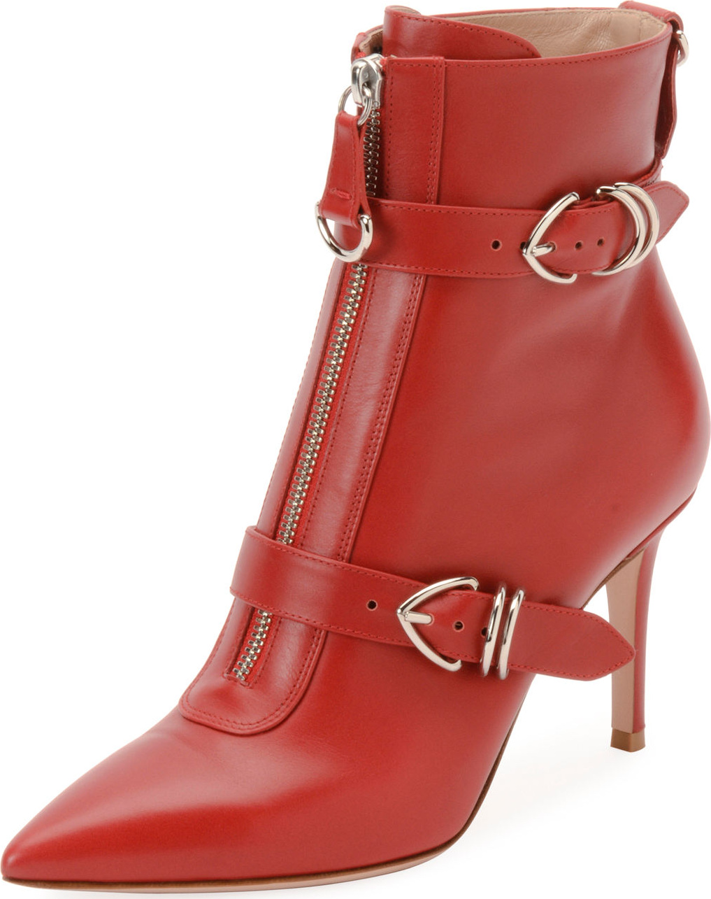 Gianvito Rossi Napa Buckled Zip-Front Ankle Bootie