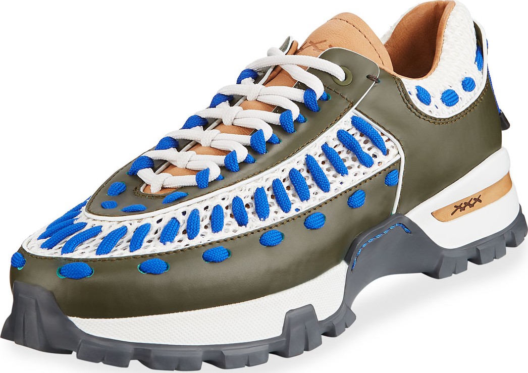 Ermenegildo Zegna Men's Claudio Low-Top Sneakers, Green