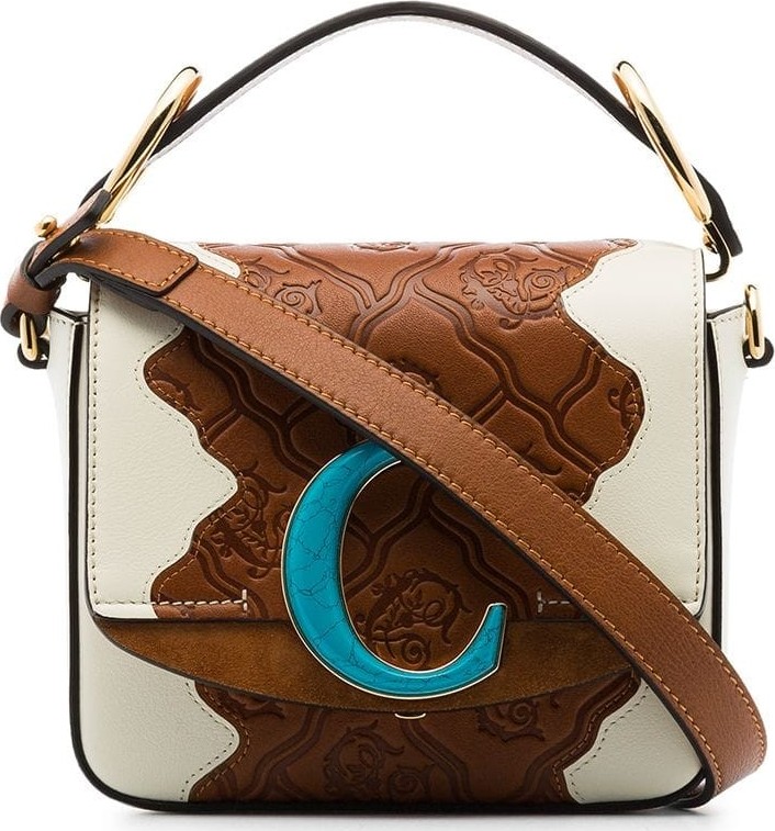 Chloe C logo embossed patchwork shoulder bag