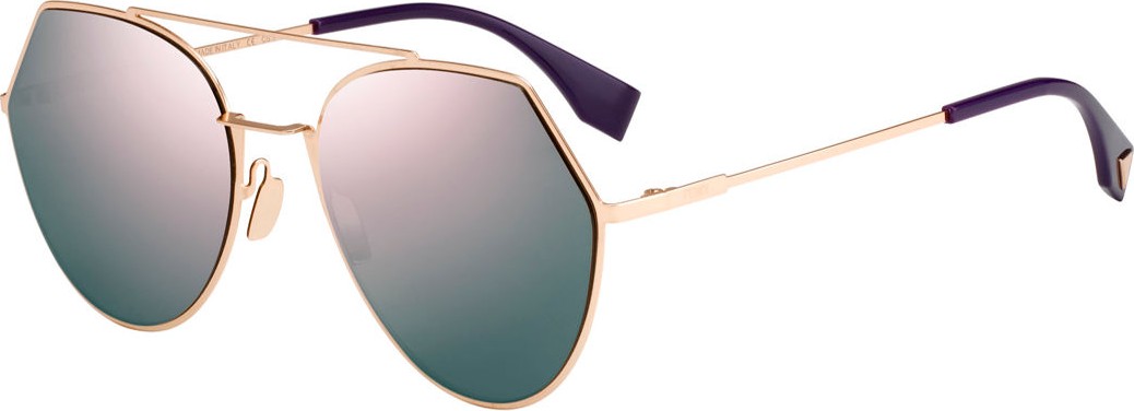 Fendi Eyeline Mitered Aviator Sunglasses