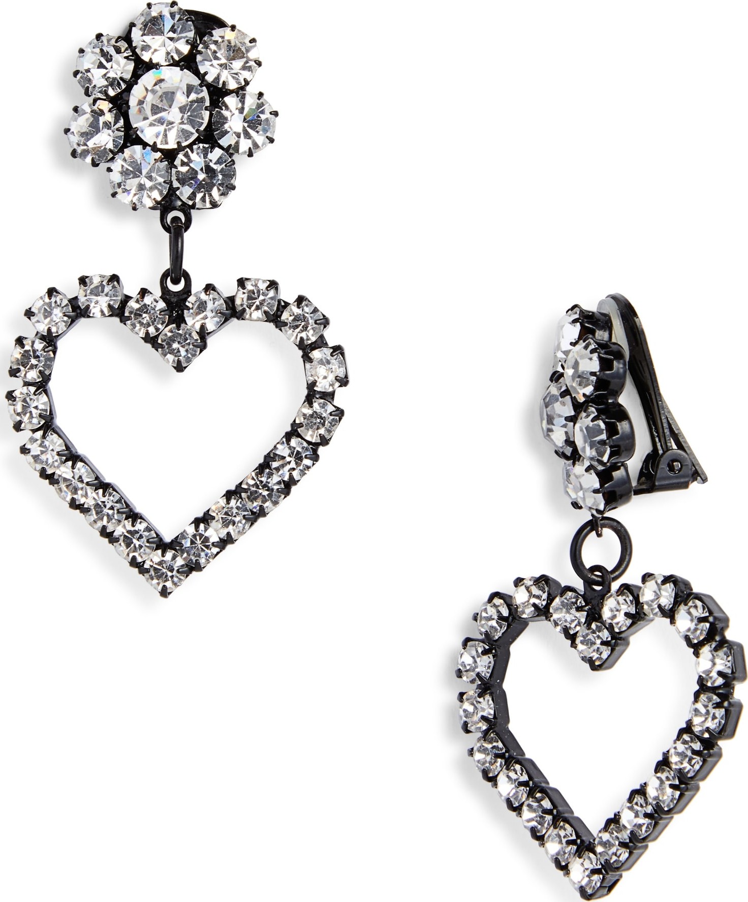 Ashley Williams Flower & Heart Clip On Earrings