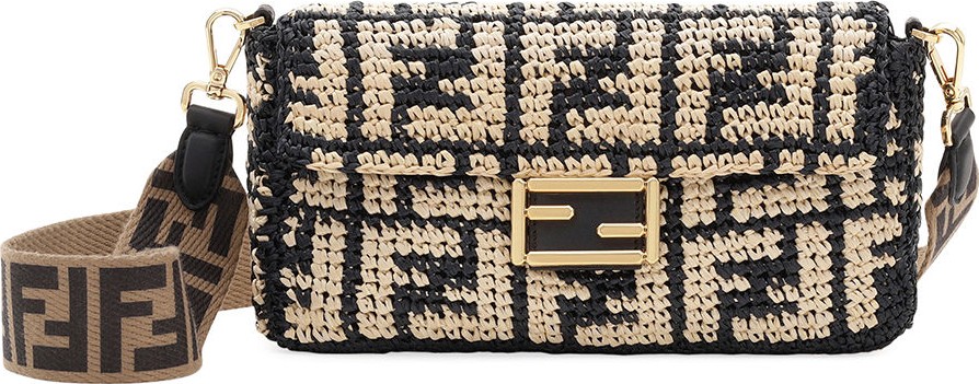 Fendi Baguette FF Raffia Shoulder Bag