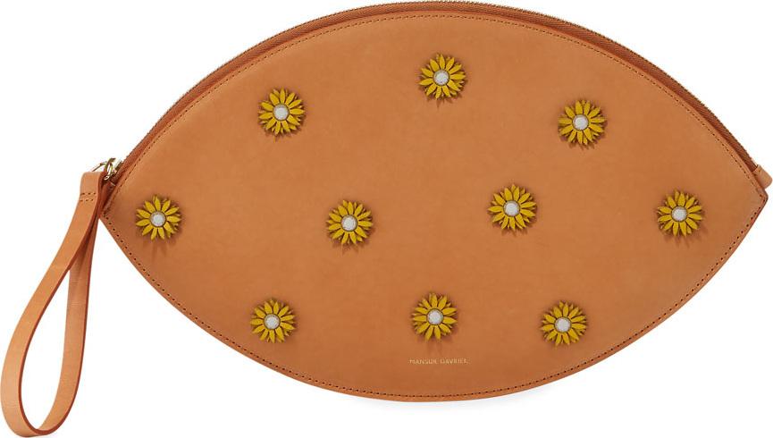 Mansur Gavriel Floral-Embellished Oval Clutch Bag