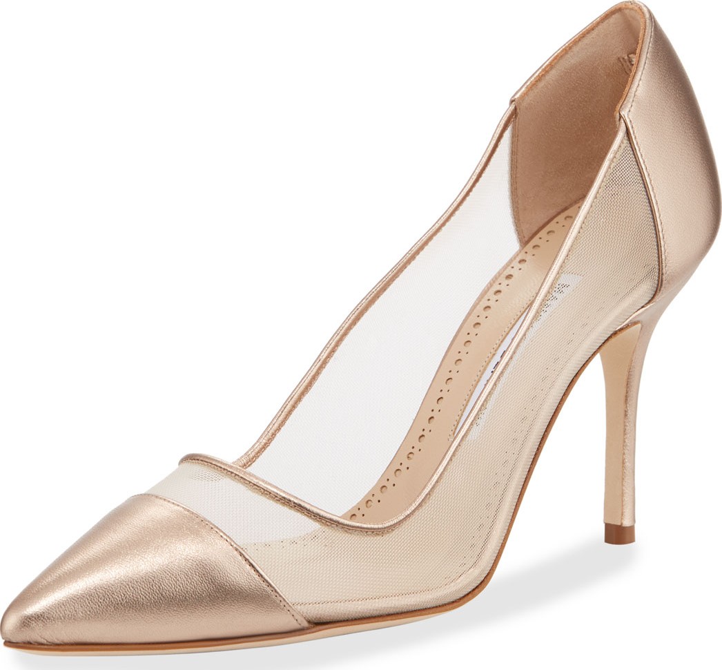 Manolo Blahnik Rene Metallic Mesh Pumps