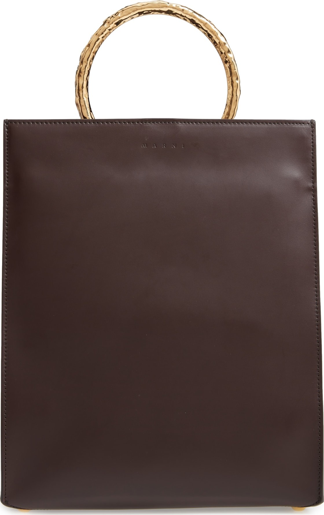Marni Pannier Hammered Handle Leather Tote