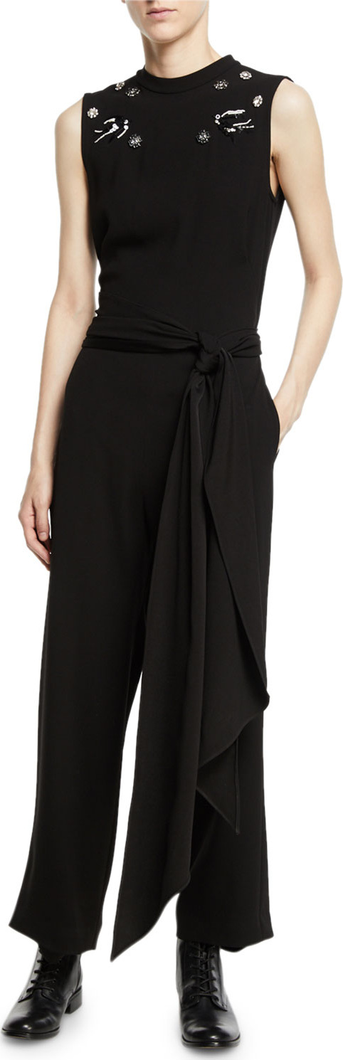 McQ - Alexander McQueen Deco Embellished Crepe Sleeveless Jumpsuit