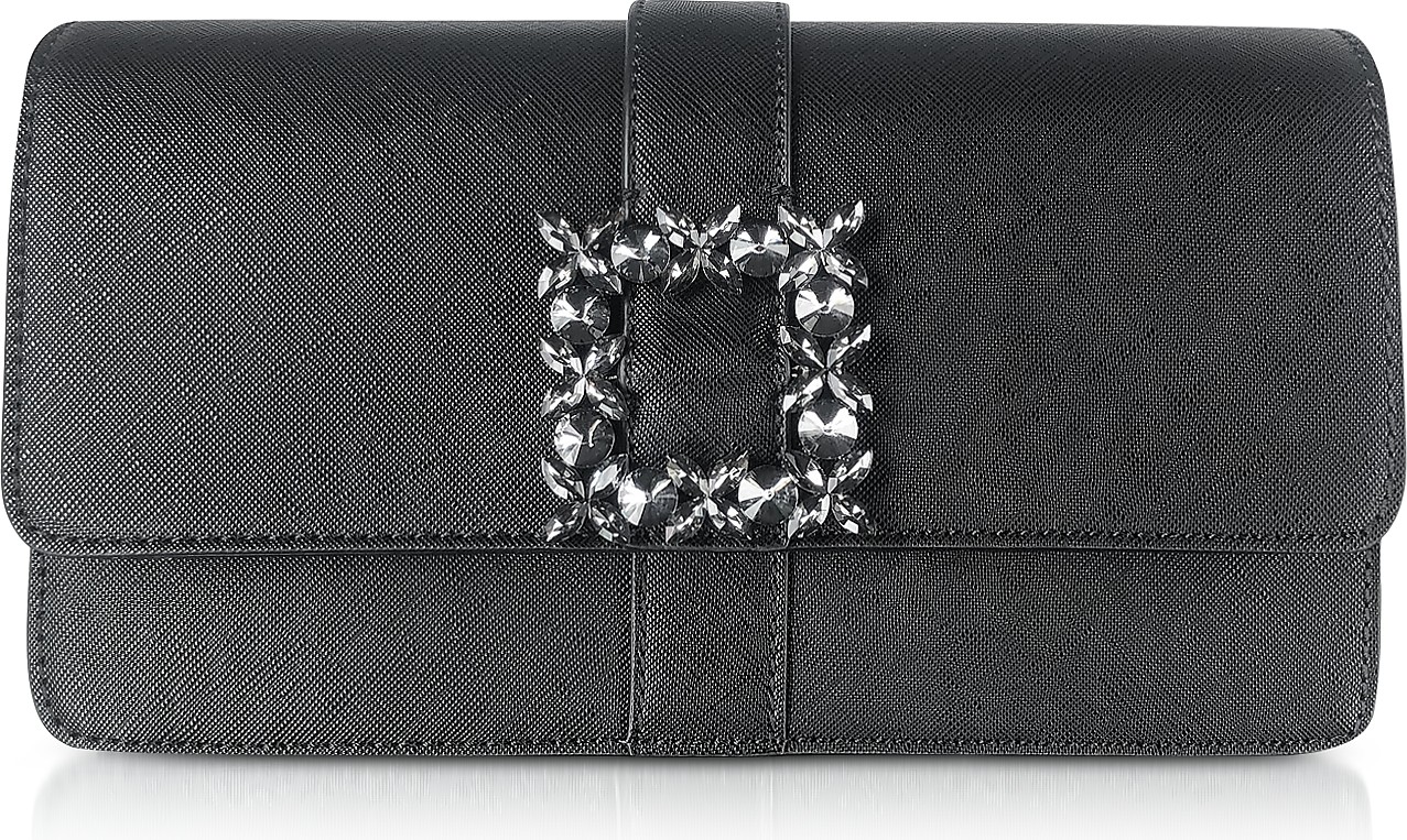 Ermanno Scervino Saffiano Eco-Leather Crystals Clutch