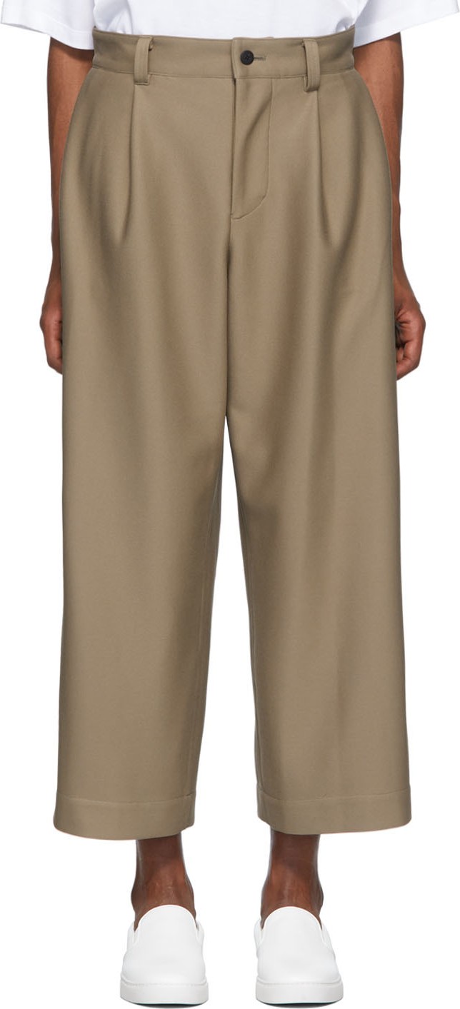 132 5. Issey Miyake Beige Knit Composite Trousers