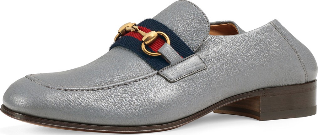 Gucci Men's Leather Horsebit Fold-Down Loafers