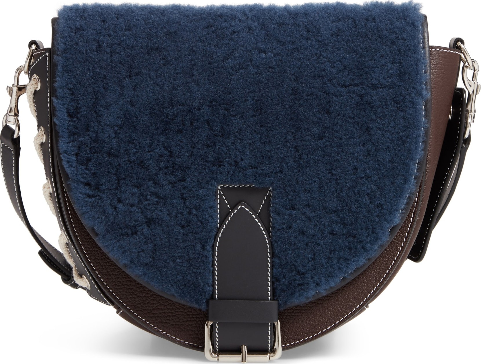 J.W.Anderson Bike Genuine Shearling & Leather Shoulder Bag