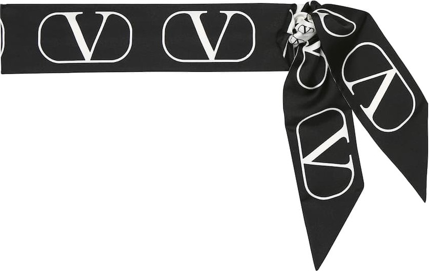 Valentino Valentino Garavani VLOGO reversible silk-twill scarf