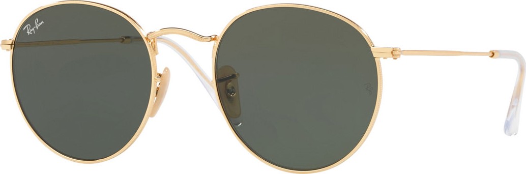 Ray Ban Monochromatic Round Metal Sunglasses, Green Pattern