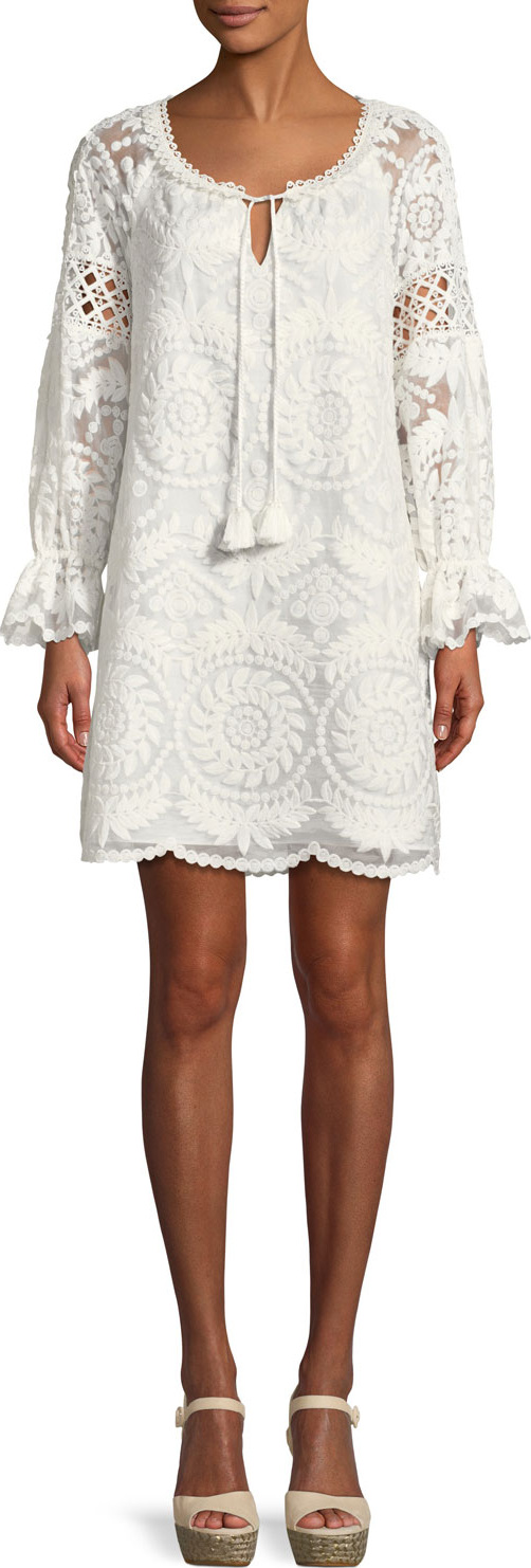 KOBI HALPERIN Brie Embroidered Silk Shift Dress