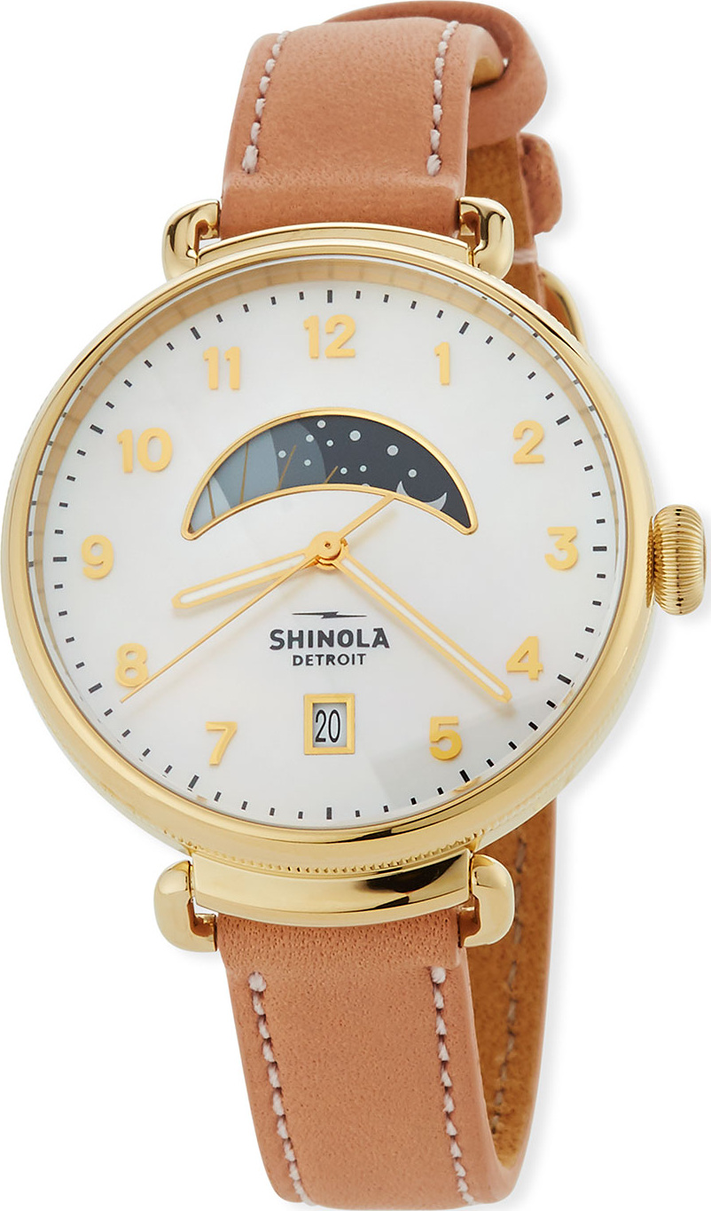 Shinola 38mm Canfield Day/Night Leather Watch