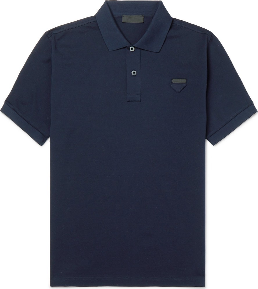 Prada Slim-Fit Logo-Appliquéd Cotton-Piqué Polo Shirt