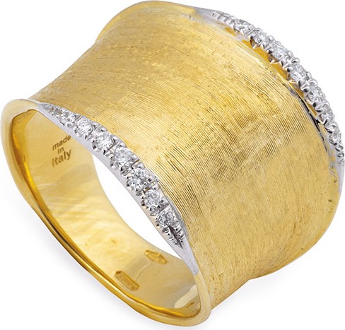 Marco Bicego Lunaria Medium Band Ring with Diamonds, Size 7