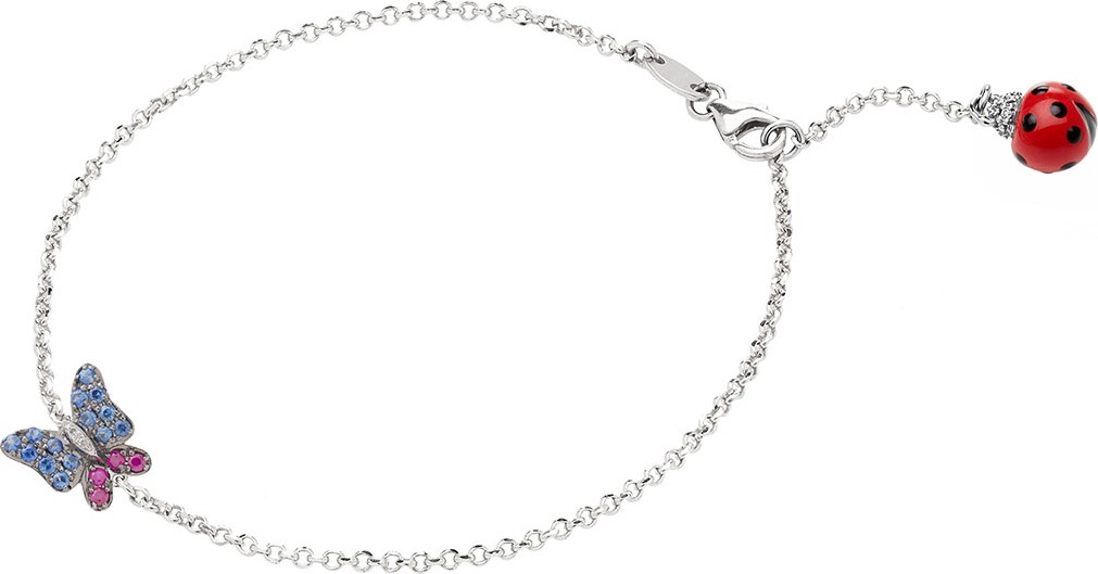 Pippo Perez 18k White Gold Butterfly & Ladybug Chain Bracelet