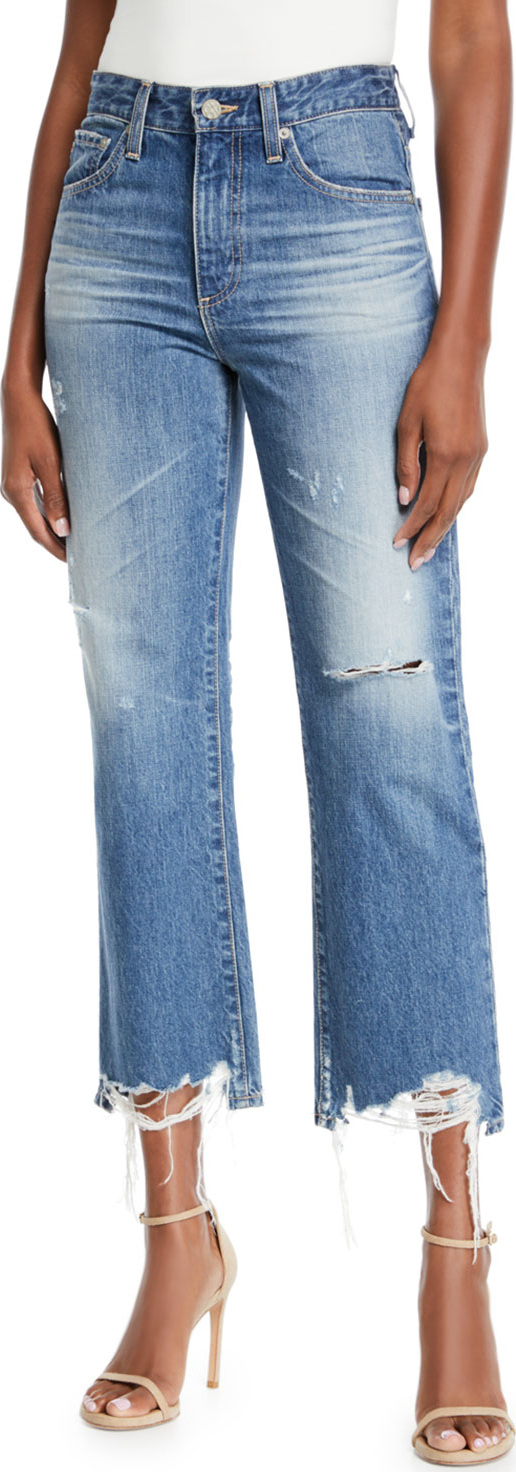 AG Jeans Rhett Distressed High-Rise Straight-Leg Jeans